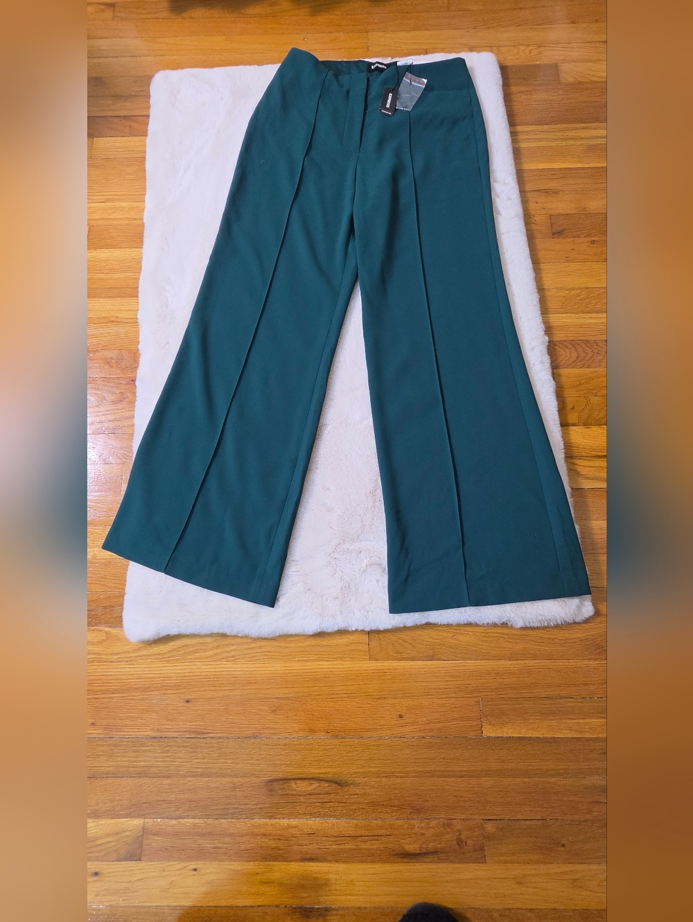 Express Wide Leg Pants in Teal Green Super High